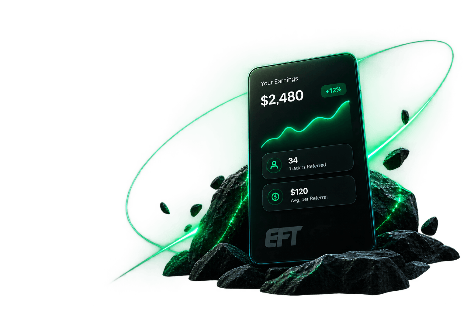 Affiliate earnings dashboard displayed on a smartphone